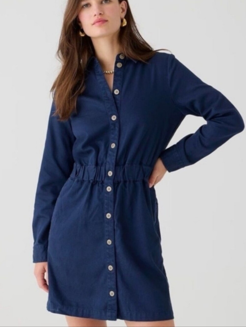 NWOT Navy blue J.Crew size 4 long-sleeve button-front dress